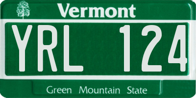 VT license plate YRL124