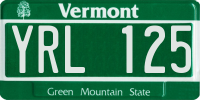 VT license plate YRL125