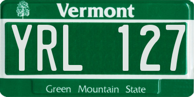 VT license plate YRL127