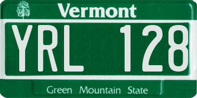 VT license plate YRL128
