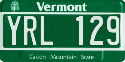 VT license plate YRL129