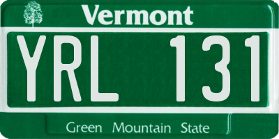 VT license plate YRL131