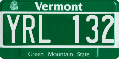 VT license plate YRL132