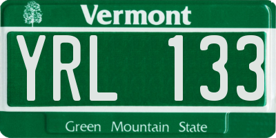 VT license plate YRL133