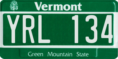 VT license plate YRL134