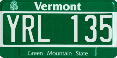 VT license plate YRL135