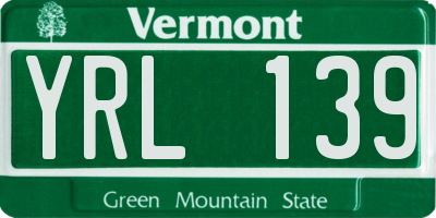 VT license plate YRL139