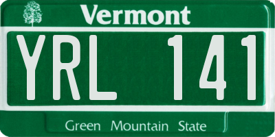 VT license plate YRL141