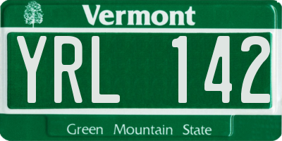 VT license plate YRL142