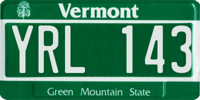 VT license plate YRL143