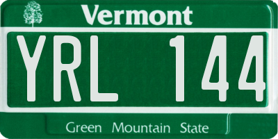 VT license plate YRL144