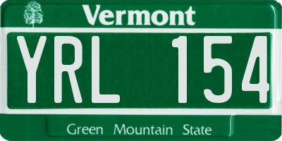 VT license plate YRL154