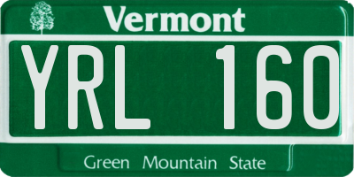 VT license plate YRL160