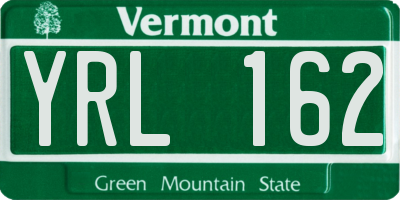VT license plate YRL162