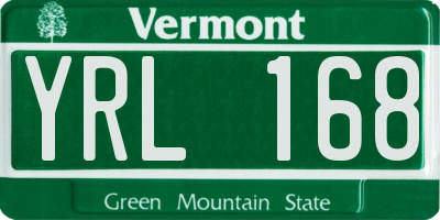 VT license plate YRL168