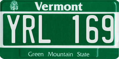 VT license plate YRL169