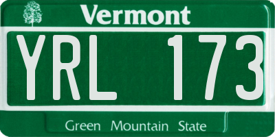 VT license plate YRL173