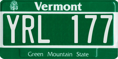 VT license plate YRL177