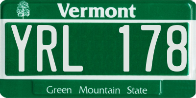 VT license plate YRL178