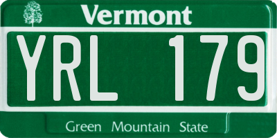 VT license plate YRL179
