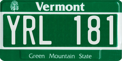 VT license plate YRL181