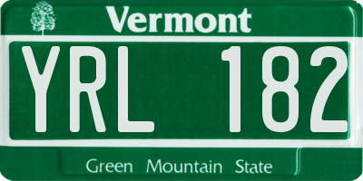 VT license plate YRL182