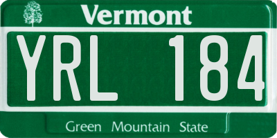 VT license plate YRL184