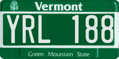 VT license plate YRL188