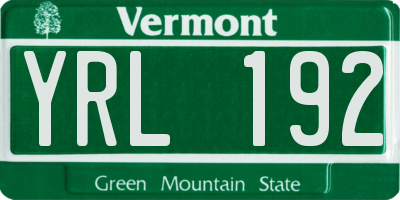 VT license plate YRL192