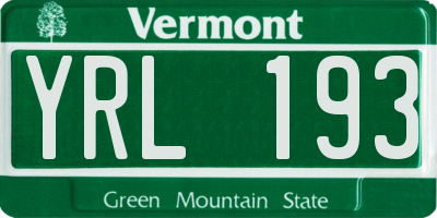 VT license plate YRL193