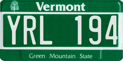 VT license plate YRL194