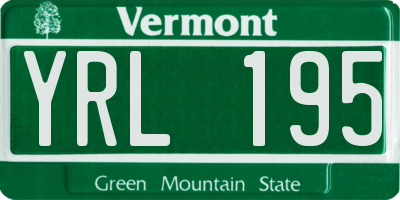 VT license plate YRL195