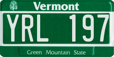 VT license plate YRL197