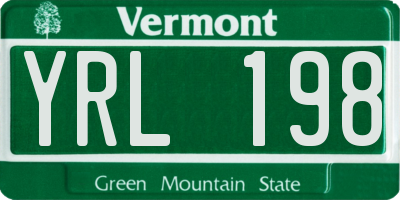 VT license plate YRL198