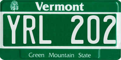 VT license plate YRL202