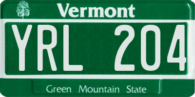 VT license plate YRL204