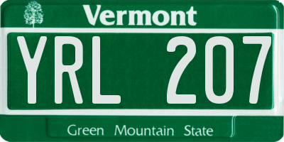 VT license plate YRL207