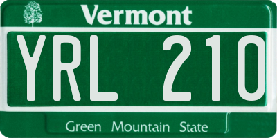 VT license plate YRL210