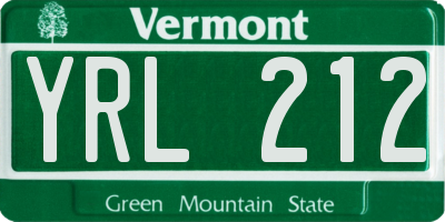 VT license plate YRL212