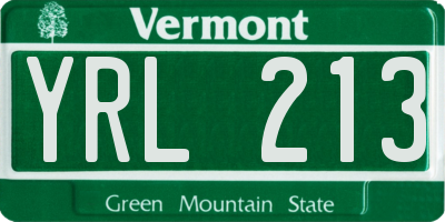 VT license plate YRL213