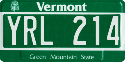 VT license plate YRL214