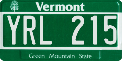 VT license plate YRL215