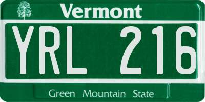 VT license plate YRL216