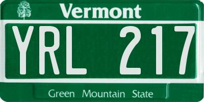 VT license plate YRL217
