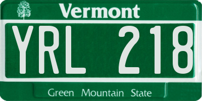 VT license plate YRL218