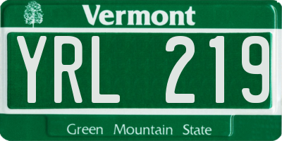 VT license plate YRL219