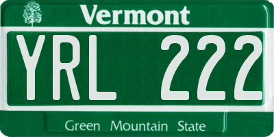 VT license plate YRL222