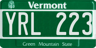 VT license plate YRL223
