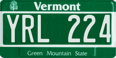 VT license plate YRL224
