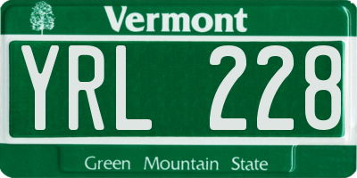 VT license plate YRL228